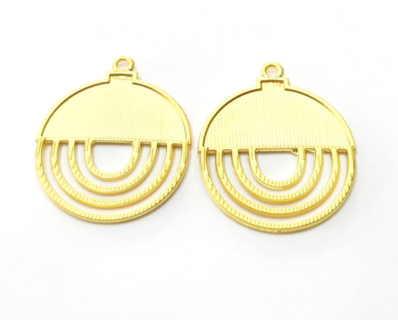 2 Gold Charms Gold Plated Charms  (36x30mm)  G18034