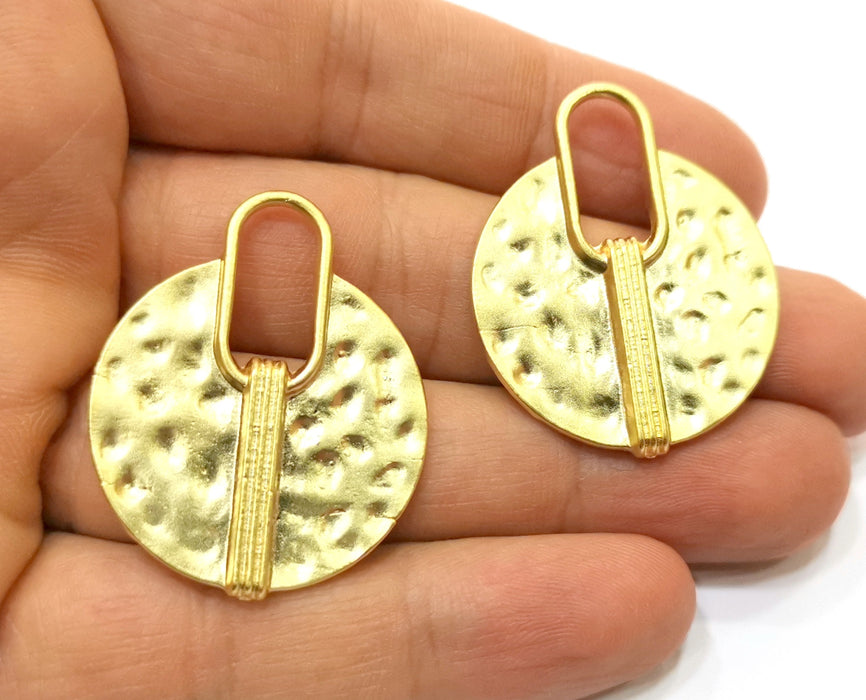 2 Gold Charms Gold Plated Charms  (37x30mm)  G18035