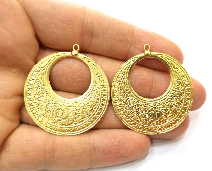 2 Gold Charms Gold Plated Charms  (42x38mm)  G18037