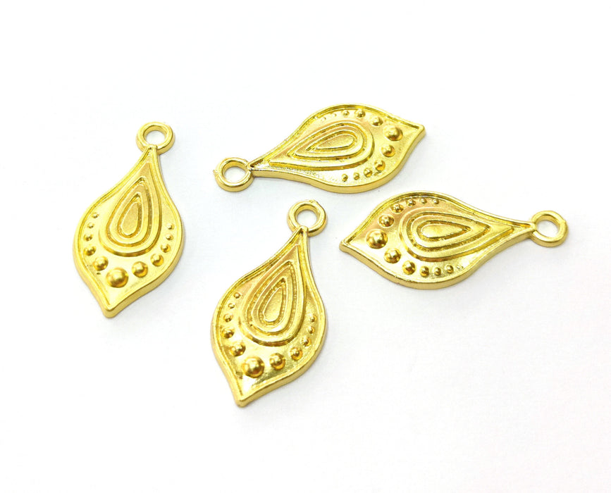 5 Gold Charms Gold Plated Charms  (28x13mm)  G18041