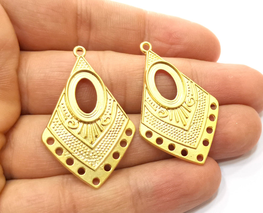 2 Gold Charms Gold Plated Charms  (41x26mm)  G18042