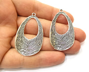 2 Silver Charms Antique Silver Plated Charms (48x29mm)  G17793