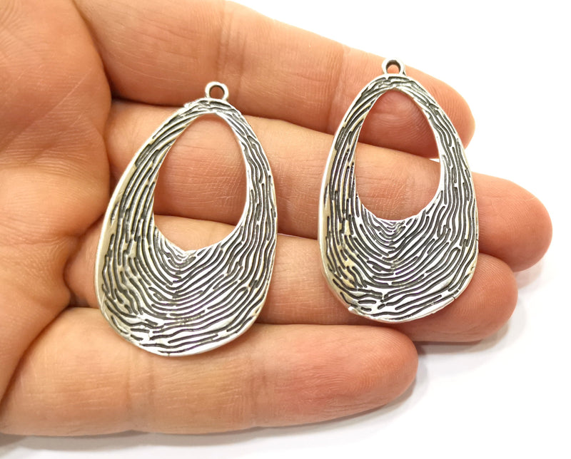 2 Silver Charms Antique Silver Plated Charms (48x29mm)  G17793