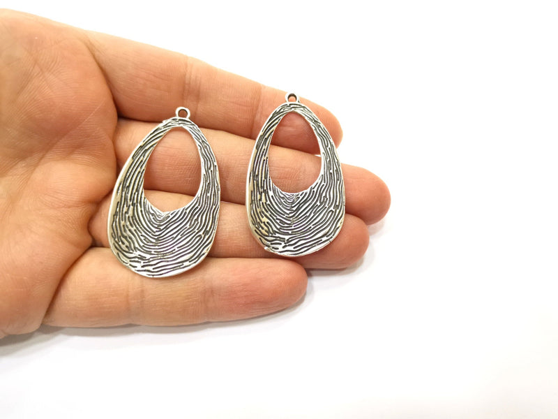2 Silver Charms Antique Silver Plated Charms (48x29mm)  G17793