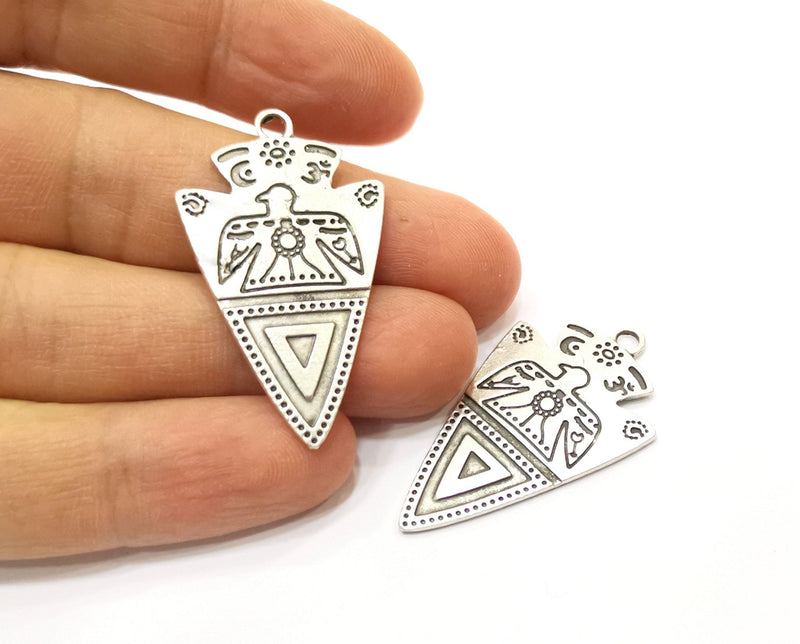 2 Silver Charms Antique Silver Plated Charms (42x25mm)  G17795