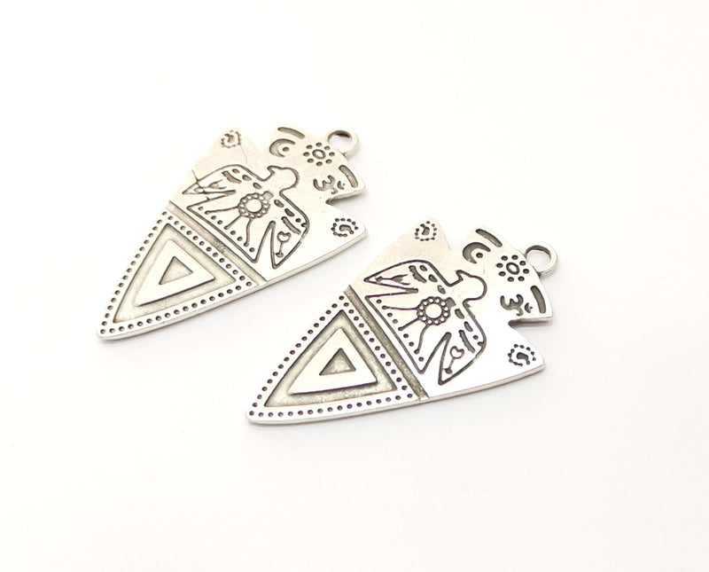 2 Silver Charms Antique Silver Plated Charms (42x25mm)  G17795