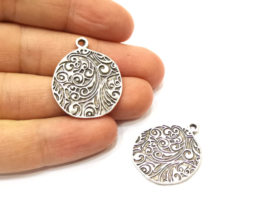 2 Silver Charms Antique Silver Plated Charms (30x26mm)  G17800