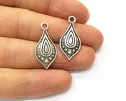 10 Silver Charms Antique Silver Plated Charms (28x13mm)  G17807