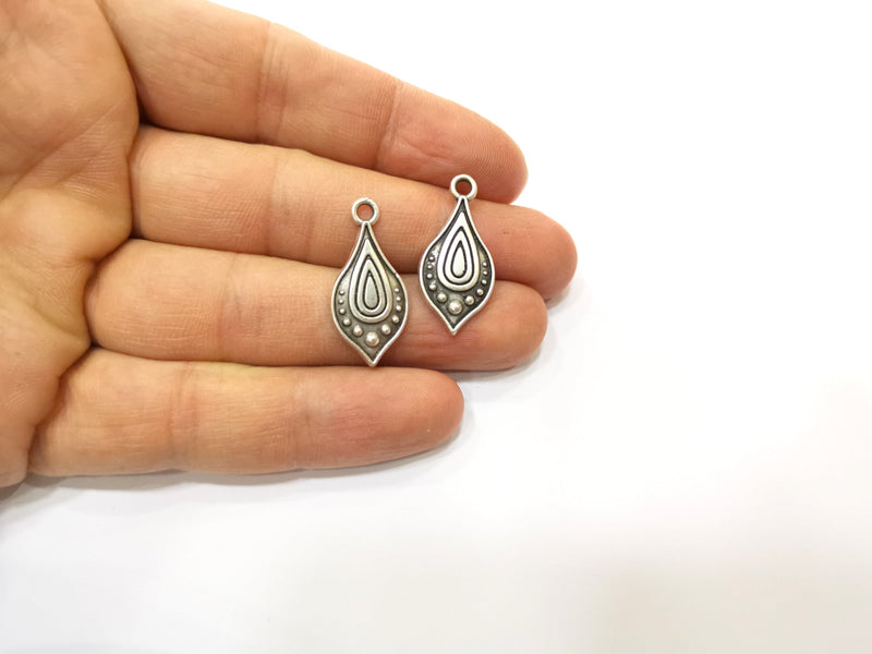 10 Silver Charms Antique Silver Plated Charms (28x13mm)  G17807