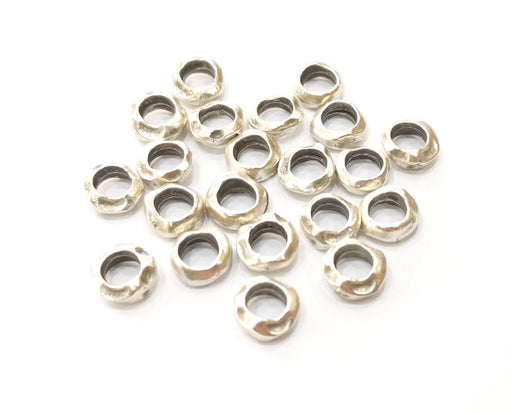 20 Silver Rondelle Beads Antique Silver Plated Beads 9mm  G17905