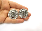 2 Silver Charms Antique Silver Plated Charms (35mm)  G17908