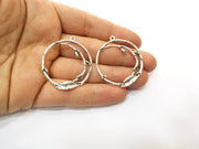 2 Silver Charms Antique Silver Plated Charms (41x36mm)  G17820