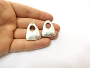 2 Silver Hammered Charms Antique Silver Plated Charms (30x24mm)  G17824