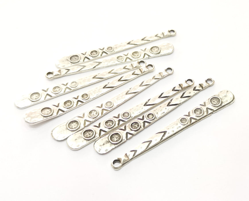 6 Silver Charms Antique Silver Plated Charms (60x7mm)  G17825