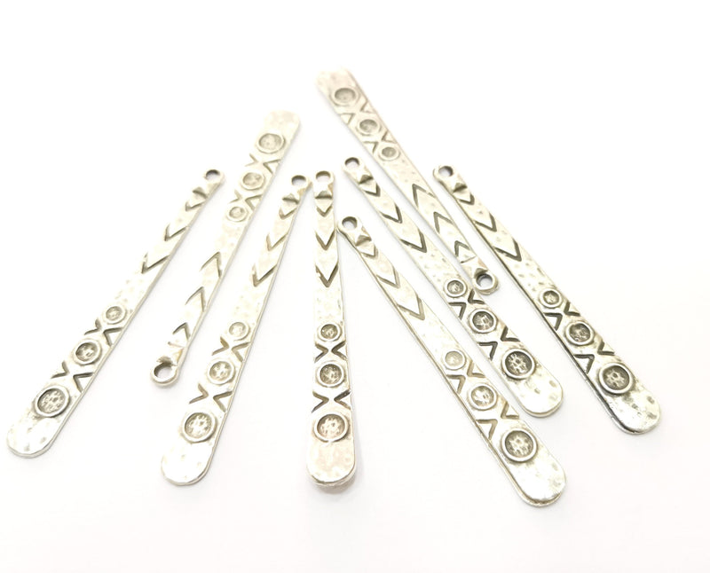 6 Silver Charms Antique Silver Plated Charms (60x7mm)  G17825