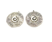 2 Silver Charms Antique Silver Plated Charms (30mm)  G17826
