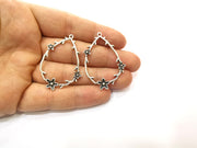 4 Flower Charms Antique Silver Plated Charms (44x32mm)  G17830