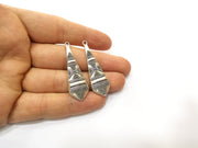 4 Silver Charms Antique Silver Plated Charms (45x14mm)  G17831