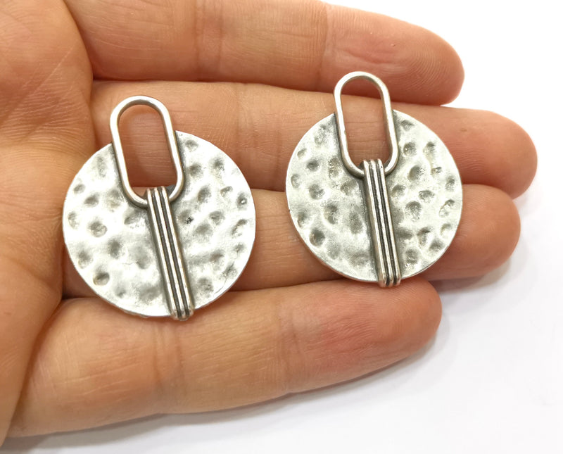 2 Silver Charms Antique Silver Plated Charms (37x30mm)  G17904