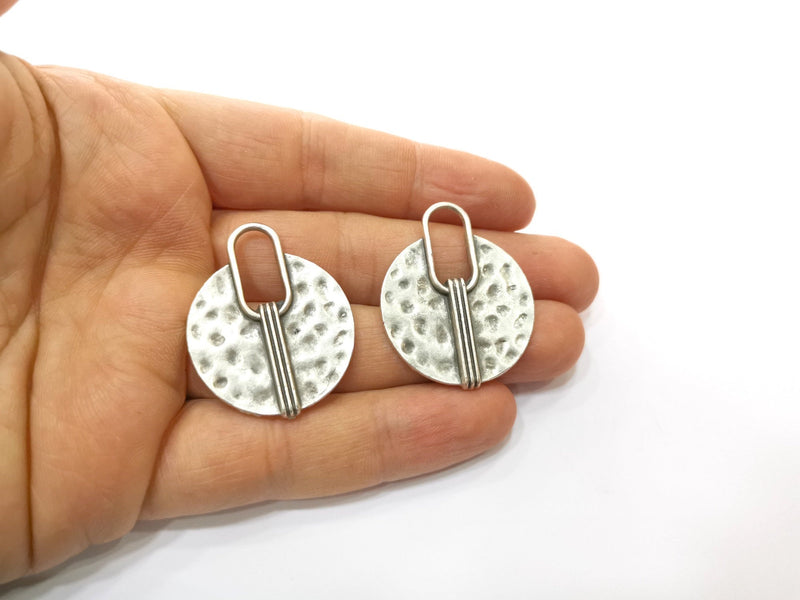 2 Silver Charms Antique Silver Plated Charms (37x30mm)  G17904