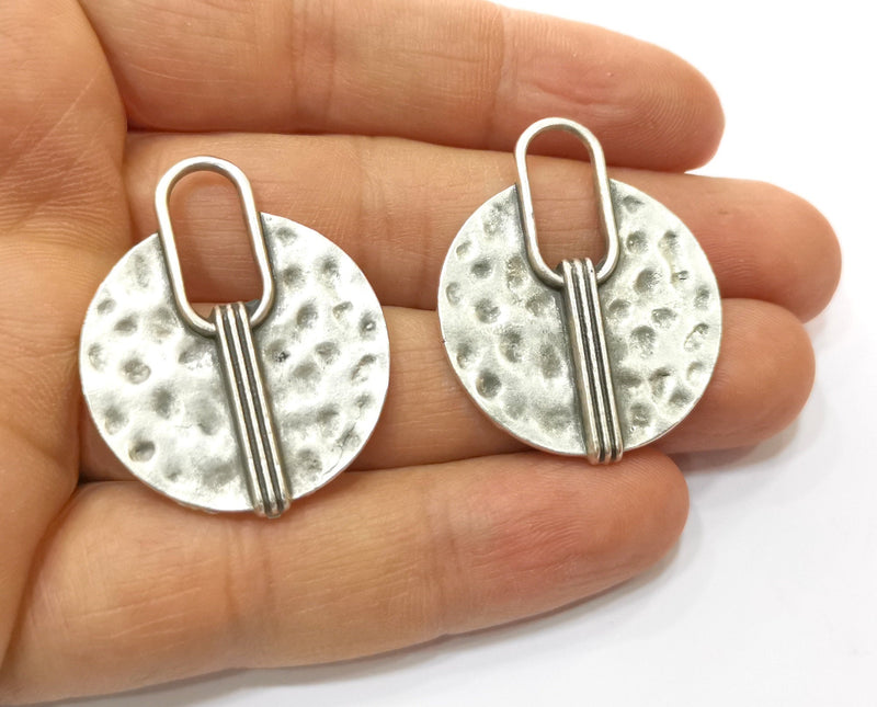 2 Silver Charms Antique Silver Plated Charms (37x30mm)  G17904