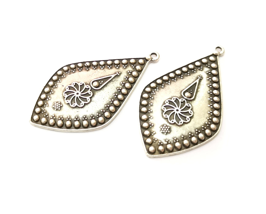 2 Silver Charms Antique Silver Plated Charms (60x32mm)  G17833