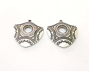 2 Silver Charms Antique Silver Plated Charms (28mm)  G17835