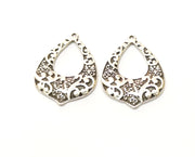 2 Silver Charms Antique Silver Plated Charms (37x26mm)  G17837