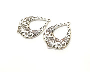 2 Silver Charms Antique Silver Plated Charms (37x26mm)  G17837