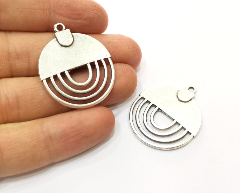 2 Silver Charms Antique Silver Plated Charms (36x29mm)  G17841