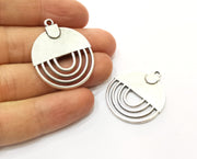 2 Silver Charms Antique Silver Plated Charms (36x29mm)  G17841