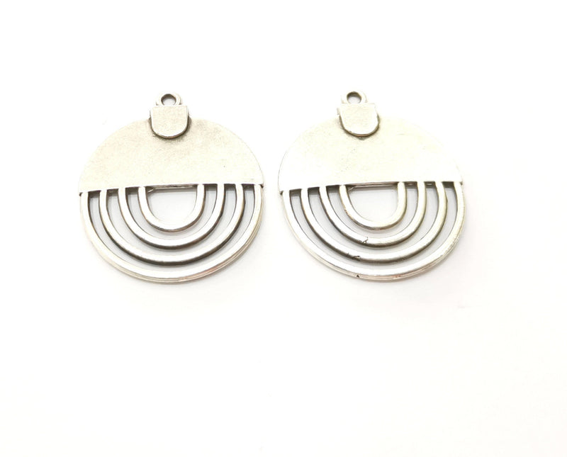 2 Silver Charms Antique Silver Plated Charms (36x29mm)  G17841