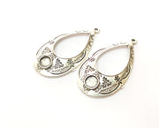 2 Silver Charms Antique Silver Plated Charms (53x29mm)  G17846