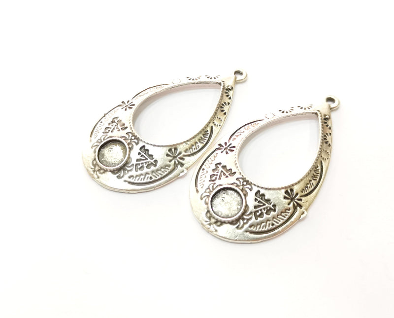 2 Silver Charms Antique Silver Plated Charms (53x29mm)  G17846