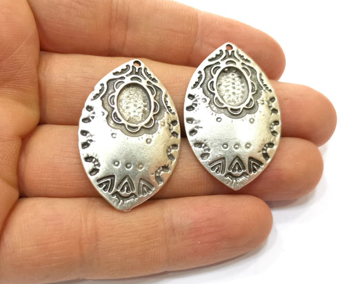 2 Silver Charms Antique Silver Plated Charms (38x25mm)  G17842