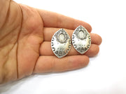 2 Silver Charms Antique Silver Plated Charms (38x25mm)  G17842
