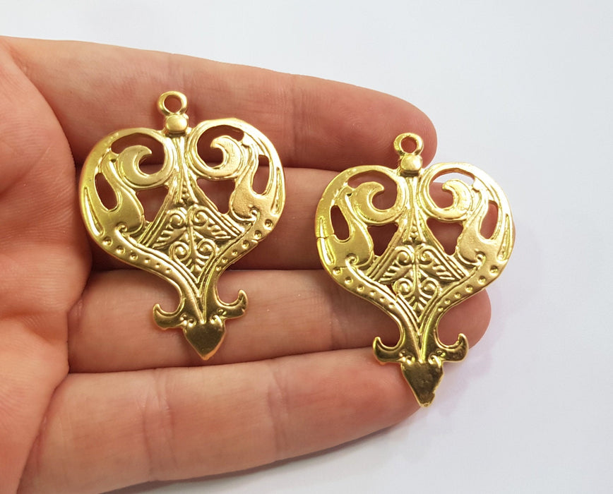 2 Gold Charms Gold Plated Charms  (47x33mm)  G17852