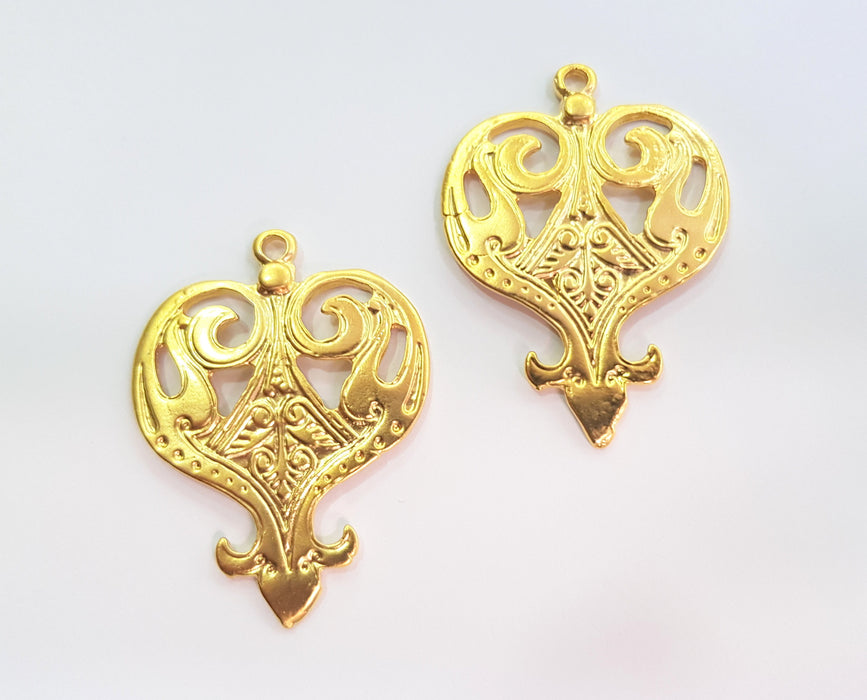 2 Gold Charms Gold Plated Charms  (47x33mm)  G17852