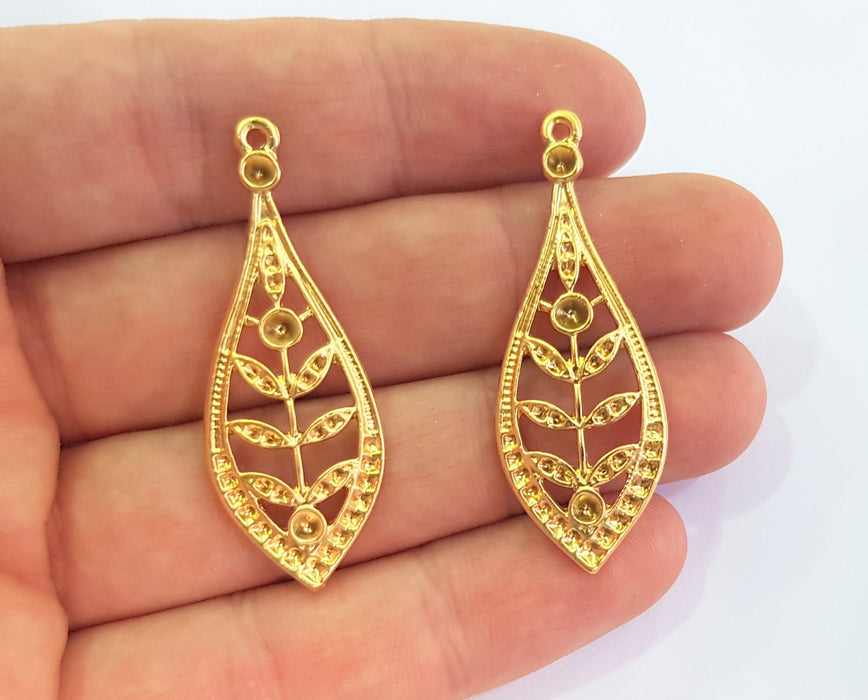 2 Gold Charms Gold Plated Charms  (44x16mm)  G17854