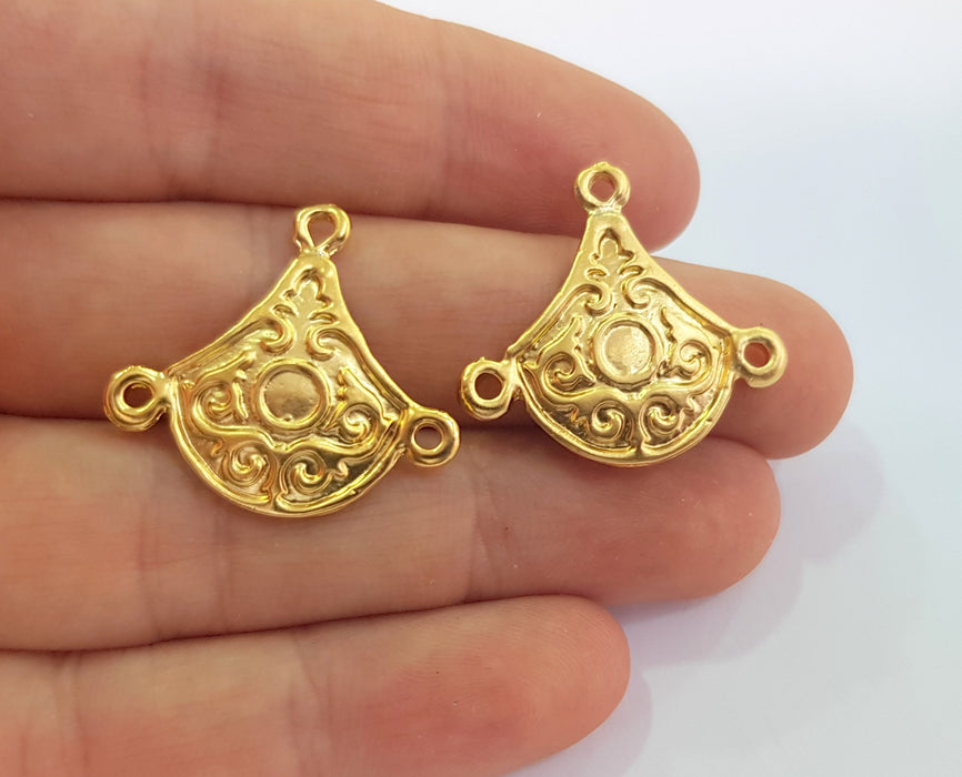 2 Gold Charms Connetor Gold Plated Charms  (27x25mm)  G17856