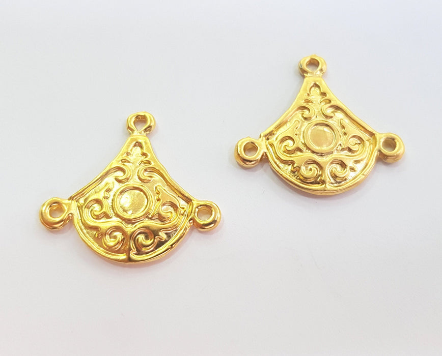 2 Gold Charms Connetor Gold Plated Charms  (27x25mm)  G17856