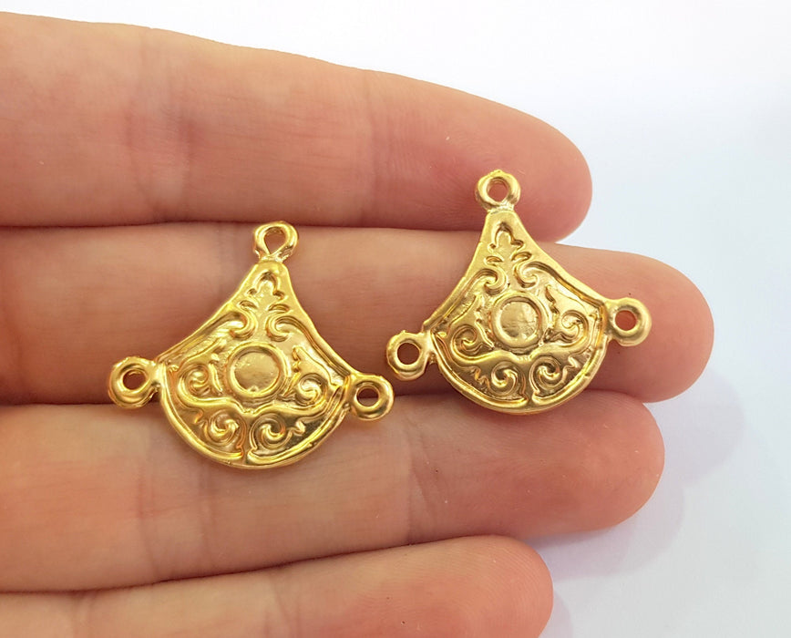 2 Gold Charms Connetor Gold Plated Charms  (27x25mm)  G17856