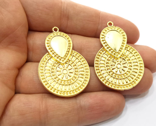 2 Gold Charms Gold Plated Charms  (41x28mm)  G18047