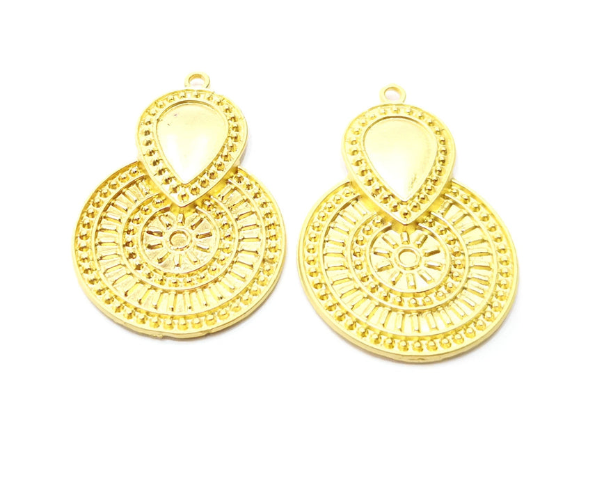 2 Gold Charms Gold Plated Charms  (41x28mm)  G18047