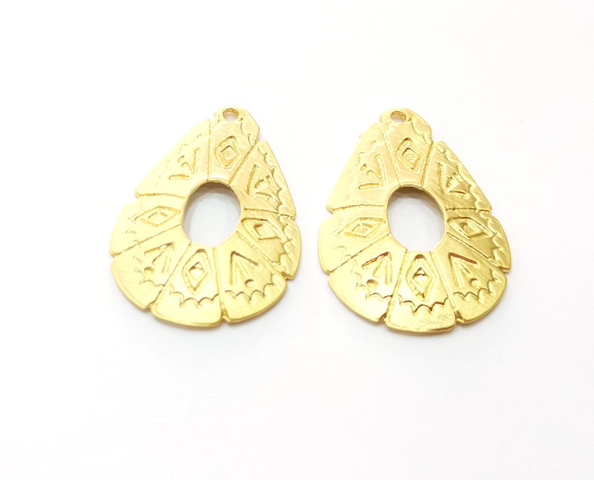 2 Gold Charms Gold Plated Charms (39x26mm) G18053