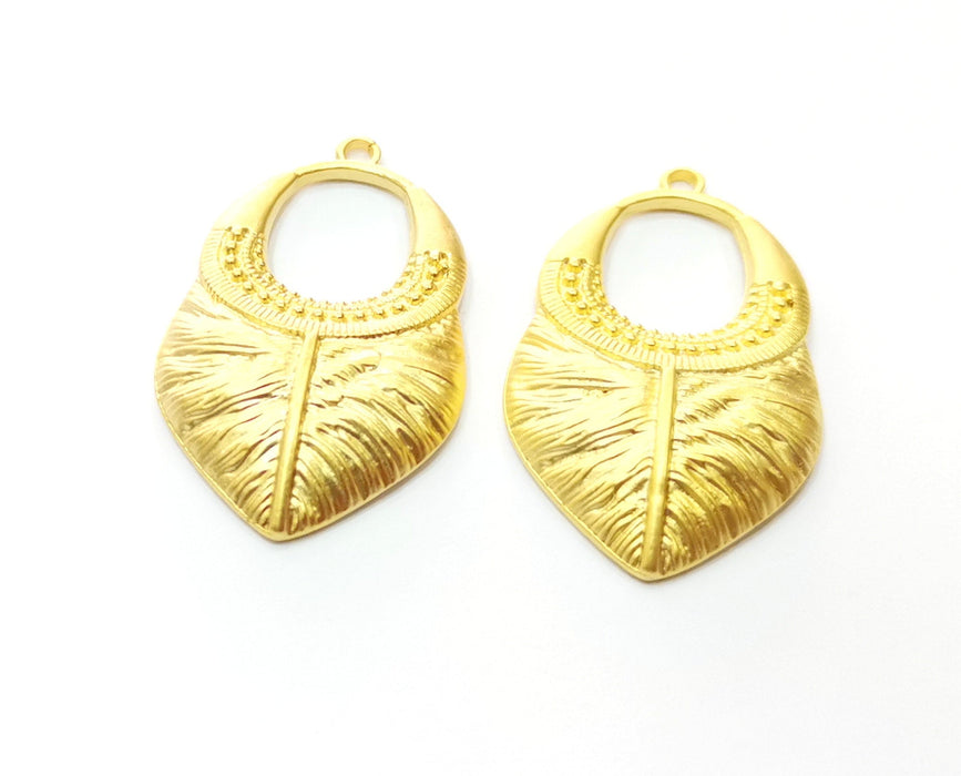 2 Gold Charms Gold Plated Charms (40x24mm) G18055