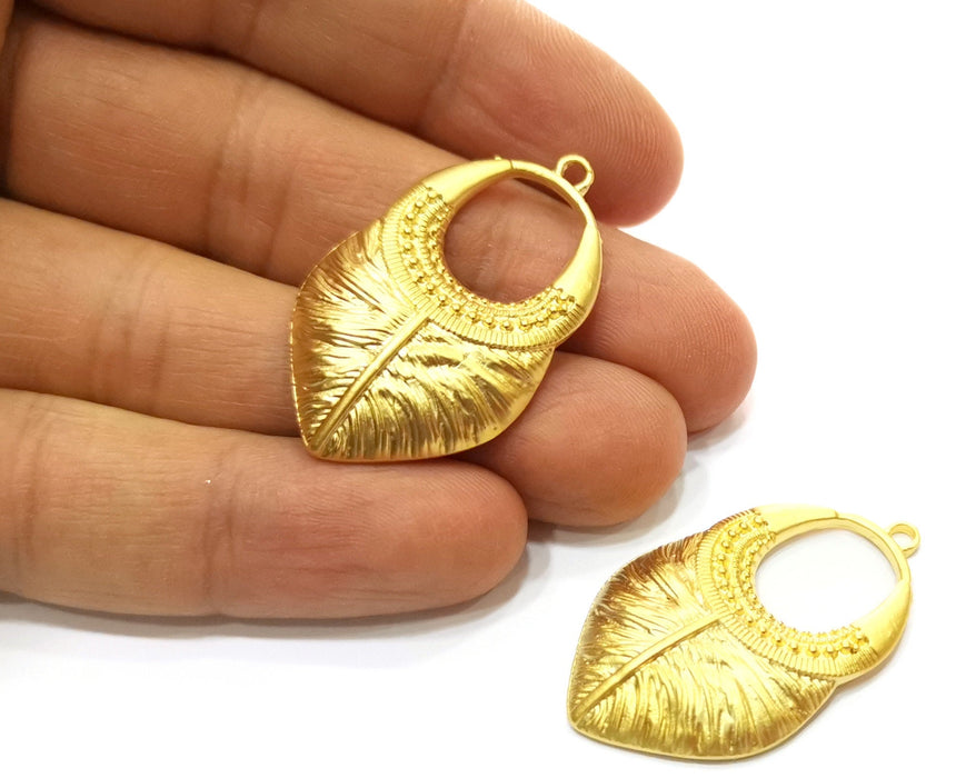 2 Gold Charms Gold Plated Charms (40x24mm) G18055