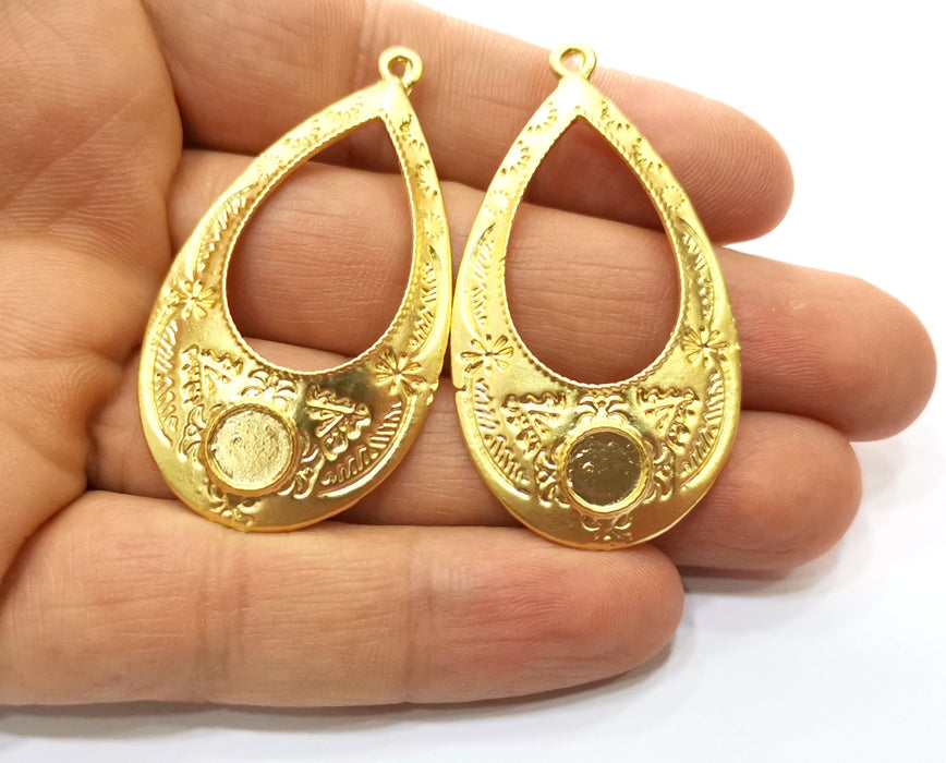 2 Gold Charms Gold Plated Charms (53x29mm) G18058