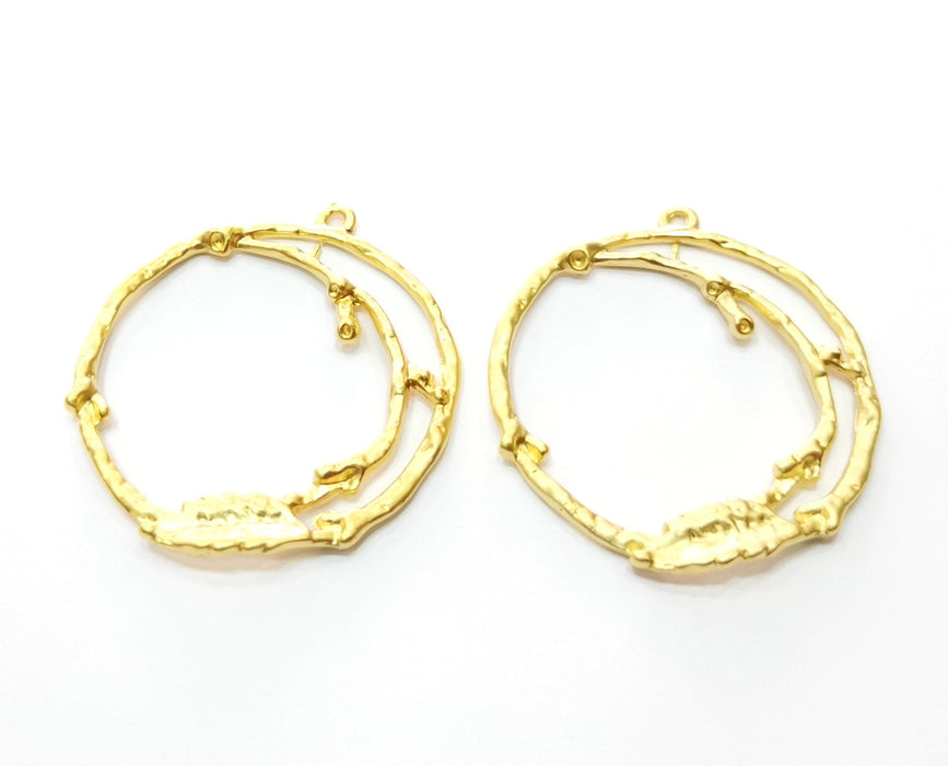 2 Gold Charms Gold Plated Charms (41x38mm) G18060