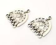 2 Silver Charms Antique Silver Plated Charms (33x30mm)  G18061